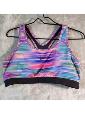 Nike Dri-FIT Sports Bra XL Multicolor Racerback Compression Geometric Pullover